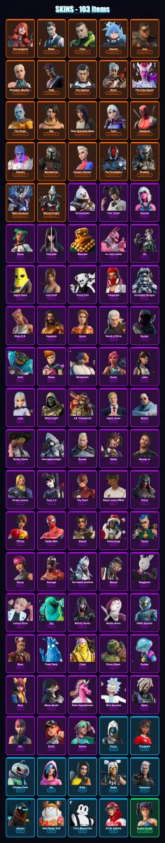 [PC/PSN] | The Imagined | Midas | Twyn | Nezumi | Joey | 103 skin | 156 pickaxe | 114 emote | 124 glider | Lv2212