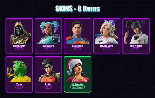 [PS4/PS5/XBOX/PC] | Blitz Knight | Synthwave | Superman | Haylee Skye | Yuki Yubari | 8 skin | 26 pickaxe | 16 emote | 17 glider | Lv125