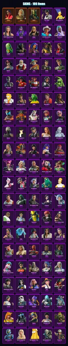 [PS4/PS5/XBOX/PC] | Joltara | Zeus | Hades | Yuki Yubari | Marge Simpson | 189 skin | 221 pickaxe | 168 emote | 126 glider | Lv1893 — Game account