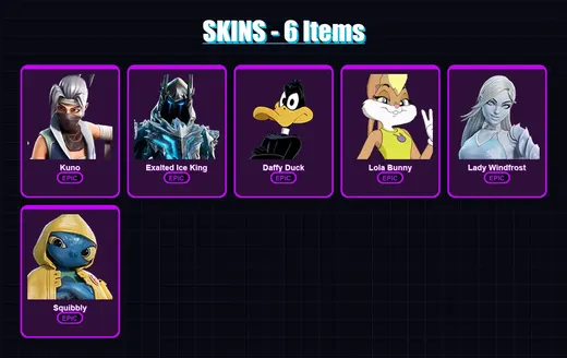 [PC/PSN] | Kuno | Exalted Ice King | Daffy Duck | Lola Bunny | Lady Windfrost | 6 skin | 11 pickaxe | 6 emote | 8 glider | Lv40 — Game account