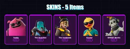 [PC/XBOX/PSN] | Yeddy | The Guardian | The Voidblade | Cluster | GHOST Monks | 5 skin | 10 pickaxe | 9 emote | 12 glider | Lv70 — Game account