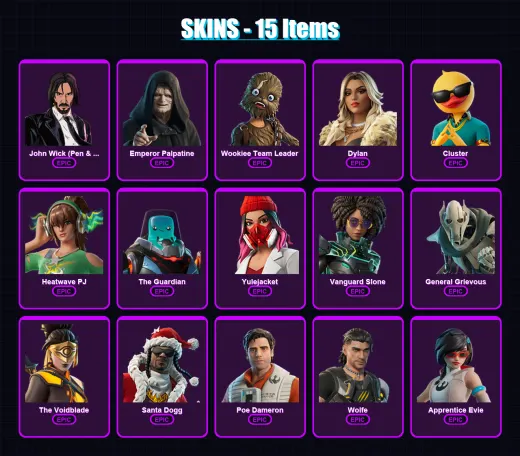 [PC/XBOX/PSN] | John Wick (Pen & Ink) | Emperor Palpatine | Wookiee Team Leader | 15 skin | Lv551
