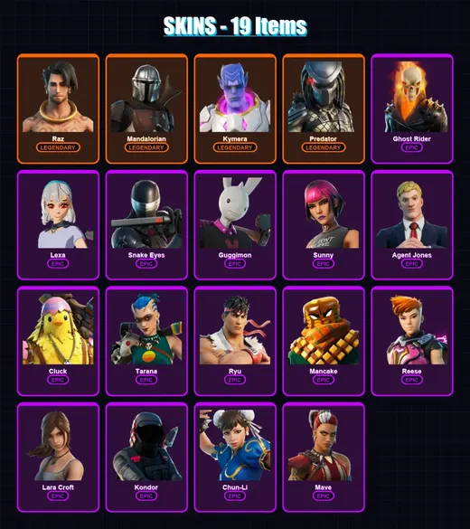 [PC/XBOX/PSN] | Raz | Mandalorian | Kymera | Predator | Ghost Rider | 19 skin | 15 pickaxe | 18 emote | 18 glider | Lv190 — Game account