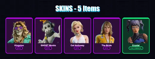 [PC/XBOX/PSN] | Kingston | GHOST Monks | Cat Holloway | The Bride | Crystal | 5 skin | 13 pickaxe | 7 emote | 9 glider | Lv55