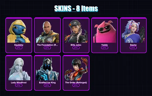 [PC/XBOX/PSN] | Squibbly | The Foundation (Reforged) | Elite Jules | Yeddy | Dasha | 8 skin | 13 pickaxe | 7 emote | 14 glider | Lv92