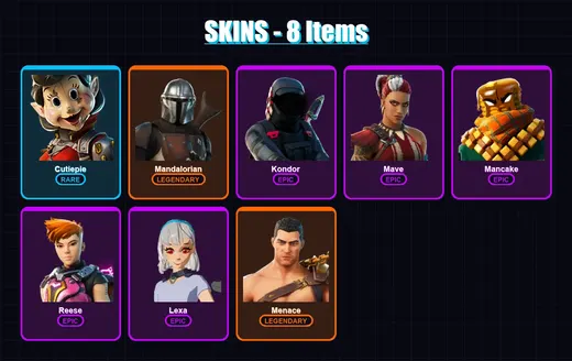 [PC/XBOX/PSN] | Cutiepie | Mandalorian | Kondor | Mave | Mancake | 8 skin | 10 pickaxe | 10 emote | 16 glider | Lv201 — Game account