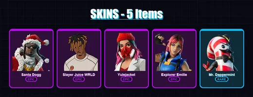 [PC/PSN] | Santa Dogg | Slayer Juice WRLD | Yulejacket | Explorer Emilie | Mr. Dappermint | 5 skin | 10 pickaxe | 3 emote | 8 glider | Lv61 — Game account