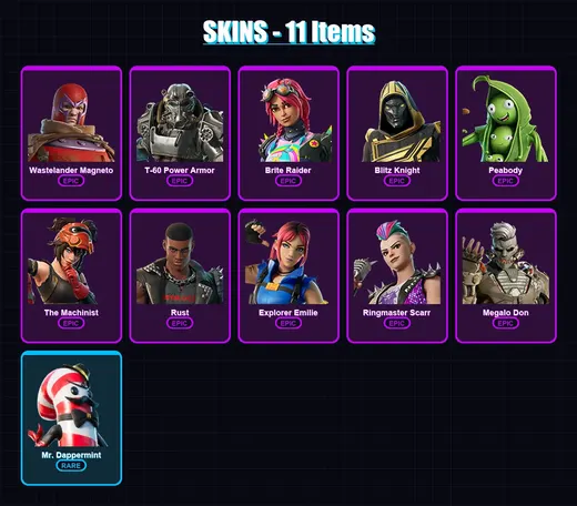 [PC/PSN] | Wastelander Magneto | T-60 Power Armor | Brite Raider | Blitz Knight | Peabody | 11 skin | 17 pickaxe | 9 emote | 16 glider | Lv224 — Game account