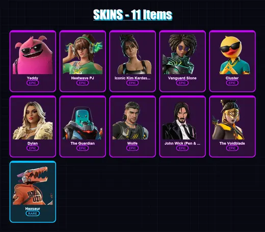 [PC/XBOX/PSN] | Yeddy | Heatwave PJ | Iconic Kim Kardashian | Vanguard Slone | Cluster | 11 skin | 31 pickaxe | 16 emote | 24 glider | Lv252 — Game account