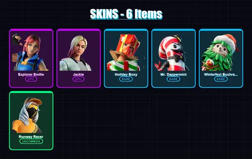 [PC/XBOX/PSN] | Explorer Emilie | Jackie | Holiday Boxy | Mr. Dappermint | Winterfest Bushranger | 6 skin | 18 pickaxe | 10 emote | 17 glider | Lv29 — Game account