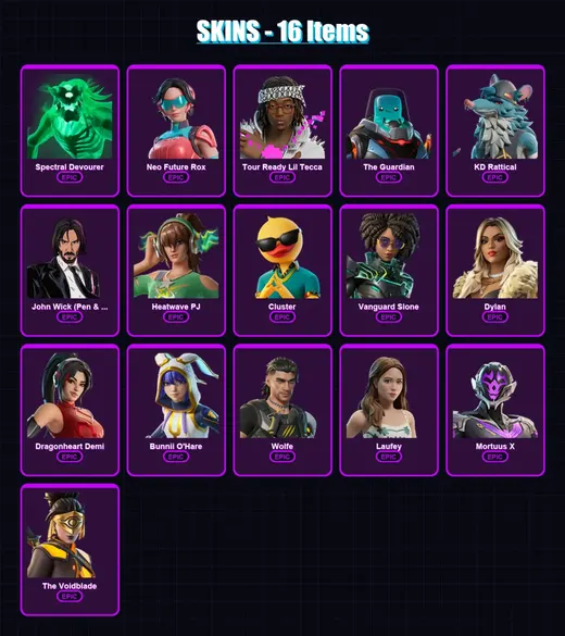 [PC/XBOX/PSN] | Spectral Devourer | Neo Future Rox | Tour Ready Lil Tecca | 16 skin | Lv431