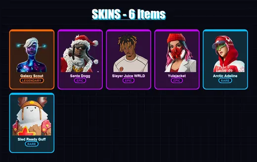 [PS4/PS5/XBOX/PC] | Galaxy Scout | Santa Dogg | Slayer Juice WRLD | Yulejacket | Arctic Adeline | 6 skin | 31 pickaxe | 12 emote | 21 glider | Lv328 — Game account