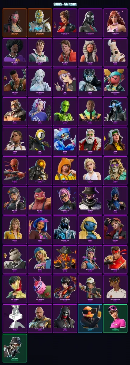 [PC/XBOX/PSN] | Kado Thorne | Spectra Knight | Dynamo TNTina | Chaos Director | Chappell Roan | 56 skin | 81 pickaxe | 60 emote | 52 glider | Lv633