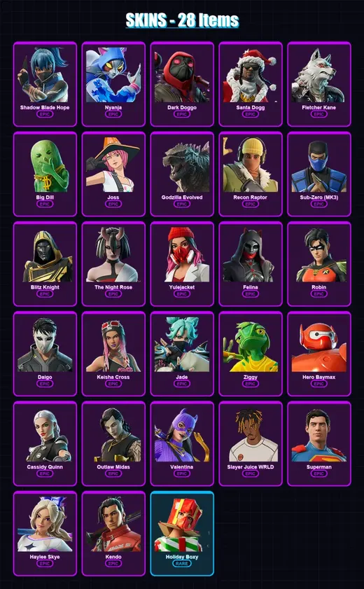 [PC/XBOX/PSN] | Shadow Blade Hope | Nyanja | Dark Doggo | Santa Dogg | Fletcher Kane | 28 skin | 60 pickaxe | 36 emote | 41 glider | Lv470 — Game account
