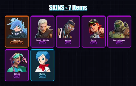 [SWITCH/XBOX/PSN/PC] | Nezumi | Geralt of Rivia | Massai | Dusty | Doom Slayer | 7 skin | 12 pickaxe | 8 emote | 15 glider | Lv137