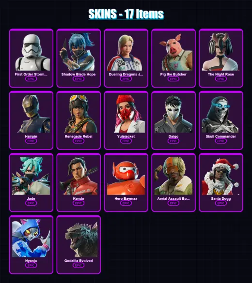 [PC/XBOX/PSN] | First Order Stormtrooper | Shadow Blade Hope | Dueling Dragons Jackie | 17 skin | Lv576
