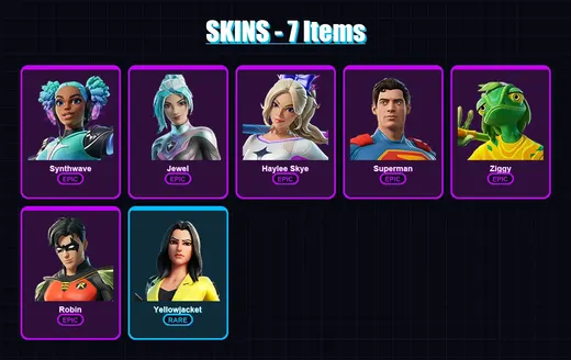 [PC/XBOX/PSN] | Synthwave | Jewel | Haylee Skye | Superman | Ziggy | 7 skin | 15 pickaxe | 11 emote | 12 glider | Lv75 — Game account