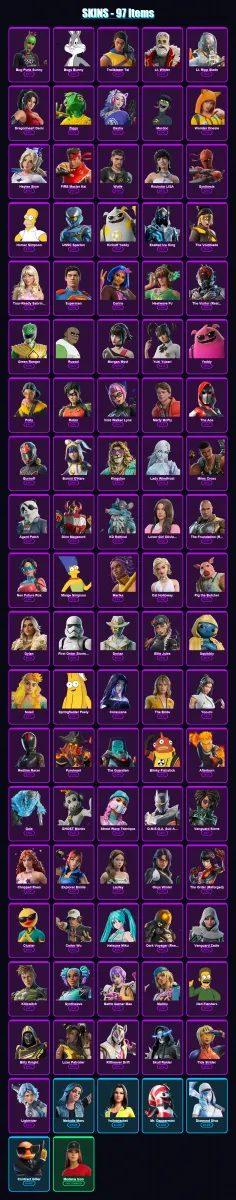 [PC/PSN] | Bug Punk Sunny | Bugs Bunny | Trailblazer Tai | Lt. Winter | Lt. Ripp Slade | 97 skin | 126 pickaxe | 79 emote | 74 glider | Lv1015 — Game account