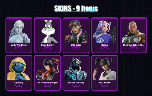 [PC/XBOX/PSN] | Lady Windfrost | Bugs Bunny | Elite Jules | Dasha | The Foundation (Reforged) | 9 skin | 37 pickaxe | 14 emote | 29 glider | Lv684