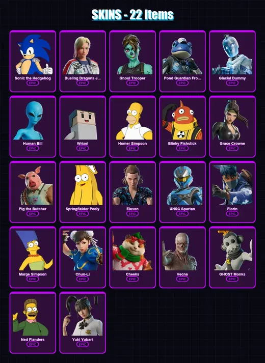 [PS4/PS5/XBOX/PC] | Sonic the Hedgehog | Dueling Dragons Jackie | Ghoul Trooper | 22 skin | Lv506