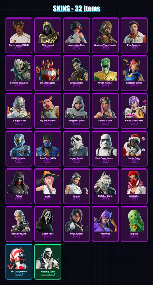 [PS4/PS5/XBOX/PC] | Slayer Juice WRLD | Blitz Knight | Apprentice Evie | 32 skin | Lv1820