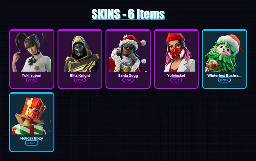 [PC/XBOX/PSN] | Yuki Yubari | Blitz Knight | Santa Dogg | Yulejacket | Winterfest Bushranger | 6 skin | 52 pickaxe | 21 emote | 38 glider | Lv434 — Game account
