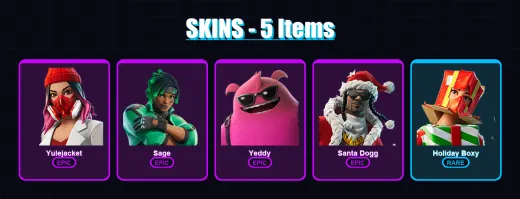[PC/XBOX] | Yulejacket | Sage | Yeddy | Santa Dogg | Holiday Boxy | 5 skin | 32 pickaxe | 10 emote | 20 glider | Lv327