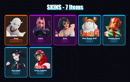 [PC/XBOX/PSN] | Snap | Adira | Evie | Sled Ready Guff | Holiday Boxy | 7 skin | 17 pickaxe | 8 emote | 19 glider | Lv214
