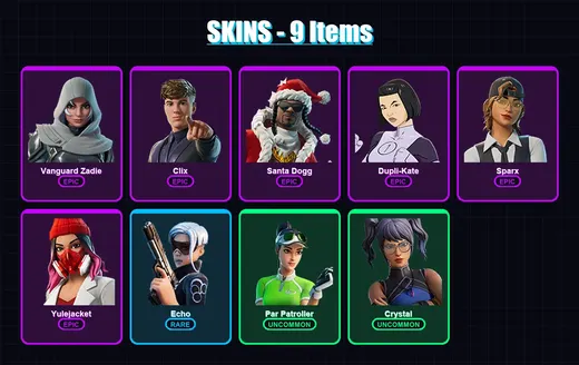 [PC/XBOX/PSN] | Vanguard Zadie | Clix | Santa Dogg | Dupli-Kate | Sparx | 9 skin | 30 pickaxe | 18 emote | 20 glider | Lv608 — Game account