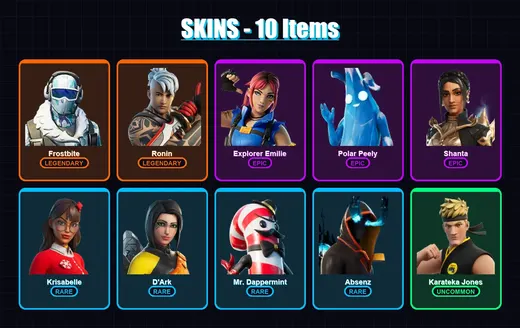 [PS4/PS5/XBOX/PC] | Frostbite | Ronin | Explorer Emilie | Polar Peely | Shanta | 10 skin | 11 pickaxe | 12 emote | 10 glider | Lv81 — Game account