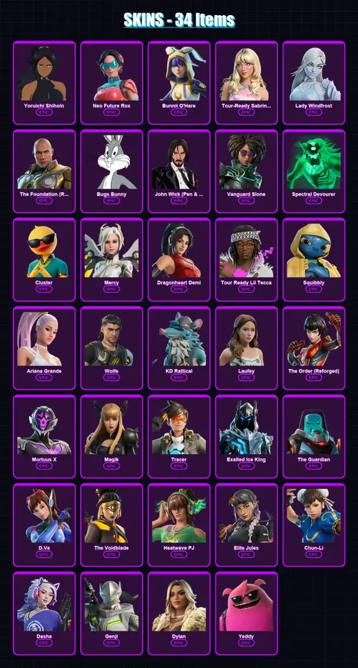 [PC/XBOX/PSN] | Yoruichi Shihoin | Neo Future Rox | Bunnii O'Hare | 34 skin | Lv544