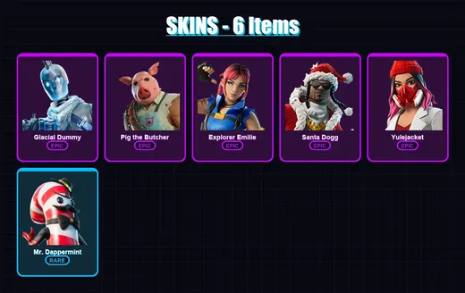 [PC/XBOX/PSN] | Glacial Dummy | Pig the Butcher | Explorer Emilie | Santa Dogg | Yulejacket | 6 skin | 46 pickaxe | 15 emote | 35 glider | Lv409 — Game account