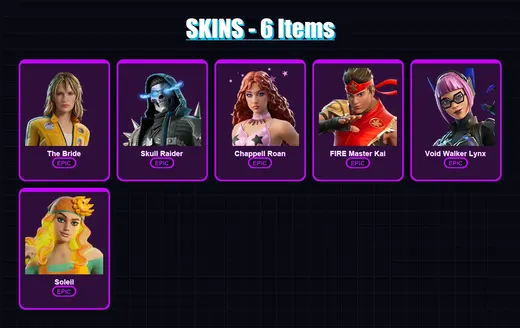 [PC/PSN] | The Bride | Skull Raider | Chappell Roan | FIRE Master Kai | Void Walker Lynx | 6 skin | 7 pickaxe | 7 emote | 4 glider | Lv68 — Game account
