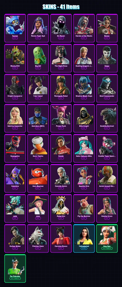 [PC/XBOX] | Nyanja | Raven Team Syd | Sir Raven | Haruka of the Masks | Bones | 41 skin | 78 pickaxe | 49 emote | 50 glider | Lv582 — Game account
