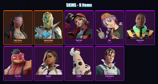 [PC/XBOX/PSN] | Kado Thorne | Spectra Knight | Piper Pace | Mae | Khaby Lame | 9 skin | 18 pickaxe | 13 emote | 20 glider | Lv389 — Game account