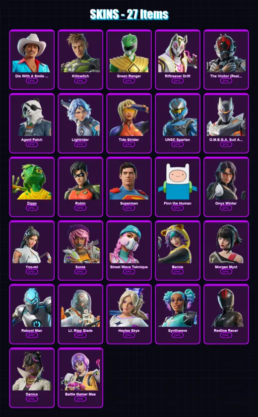 [PC/XBOX/PSN] | Die With A Smile Bruno | Killswitch | Green Ranger | 27 skin | Lv610