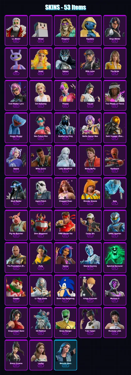 [SWITCH/XBOX/PSN/PC] | Lt. Winter | Wrixel | Kingston | Squibbly | Onyx Winter | 53 skin | 83 pickaxe | 43 emote | 50 glider | Lv633
