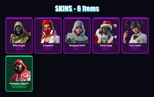[PS4/PS5/XBOX/PC] | Blitz Knight | Yulejacket | Vanguard Zadie | Santa Dogg | Yuki Yubari | 6 skin | 61 pickaxe | 26 emote | 36 glider | Lv452