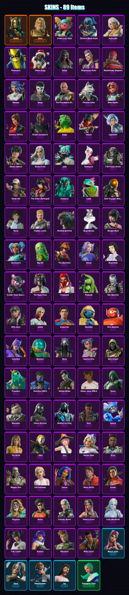 [PS4/PS5/XBOX/PC] | Hades | Zeus | Undercover Skye | Shadow Blade Hope | Aphrodite | 89 skin | 143 pickaxe | 97 emote | 96 glider | Lv1180