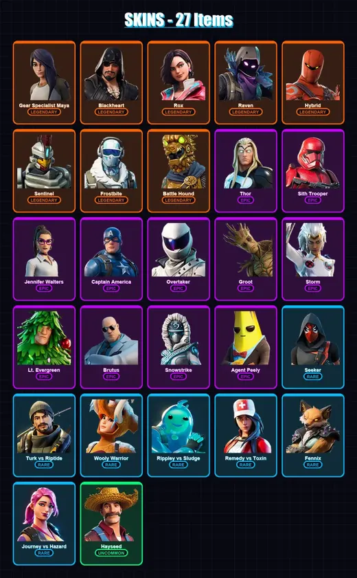 [PC/XBOX/PSN] | Gear Specialist Maya | Blackheart | Rox | Raven | Hybrid | 27 skin | 20 pickaxe | 26 emote | 12 glider | Lv175 — Game account