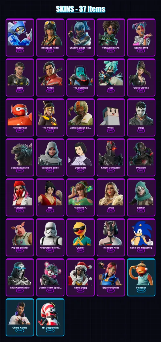 [SWITCH/XBOX/PSN/PC] | Nyanja | Renegade Rebel | Shadow Blade Hope | 37 skin | Lv758