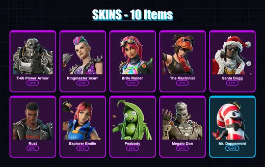 [PC/PSN] | T-60 Power Armor | Ringmaster Scarr | Brite Raider | The Machinist | Santa Dogg | 10 skin | 10 pickaxe | 9 emote | 12 glider | Lv139 — Game account