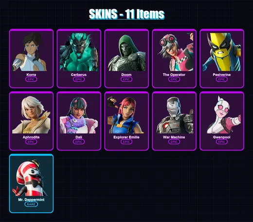 [PC/XBOX/PSN] | Korra | Cerberus | Doom | The Operator | Peelverine | 11 skin | 20 pickaxe | 14 emote | 19 glider | Lv137 — Game account