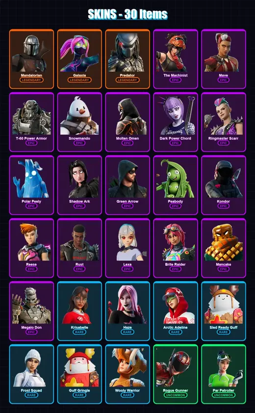 [SWITCH/XBOX/PSN/PC] | Mandalorian | Galaxia | Predator | The Machinist | Mave | 30 skin | 49 pickaxe | 40 emote | 46 glider | Lv773 — Game account