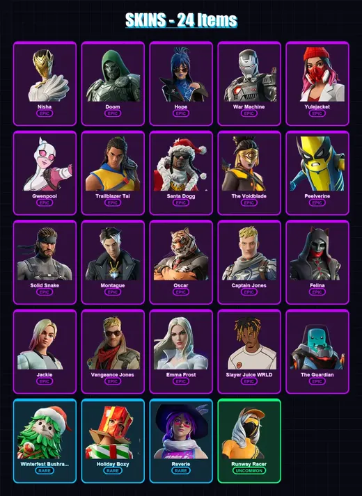 [PC/XBOX/PSN] | Nisha | Doom | Hope | War Machine | Yulejacket | 24 skin | 39 pickaxe | 18 emote | 30 glider | Lv392 — Game account