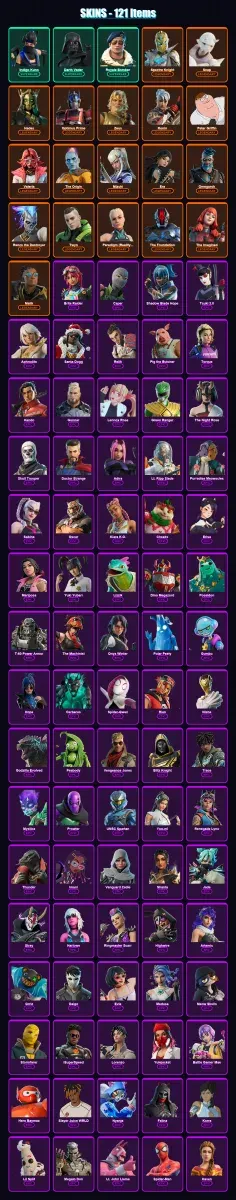 [PS4/PS5/XBOX/PC] | Indigo Kuno | Darth Vader | Royale Bomber | Spectra Knight | Snap | 121 skin | 239 pickaxe | 161 emote | 179 glider | Lv5417