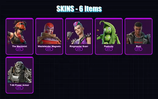 [PC/XBOX/PSN] | The Machinist | Wastelander Magneto | Ringmaster Scarr | Peabody | Rust | 6 skin | 7 pickaxe | 10 emote | 9 glider | Lv70 — Game account