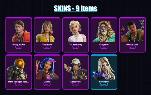 [PC/XBOX/PSN] | Marty McFly | The Bride | Cat Holloway | Kingston | Miles Cross | 9 skin | 19 pickaxe | 15 emote | 17 glider | Lv194