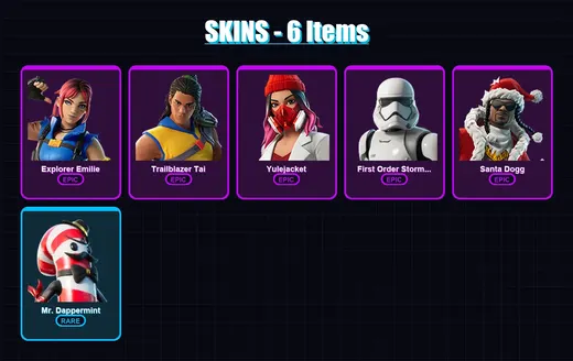 [PC/PSN] | Explorer Emilie | Trailblazer Tai | Yulejacket | First Order Stormtrooper | Santa Dogg | 6 skin | 24 pickaxe | 8 emote | 18 glider | Lv19 — Game account