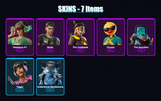 [PC/XBOX/PSN] | Heatwave PJ | Wolfe | The Voidblade | Cluster | The Guardian | 7 skin | 25 pickaxe | 21 emote | 20 glider | Lv360